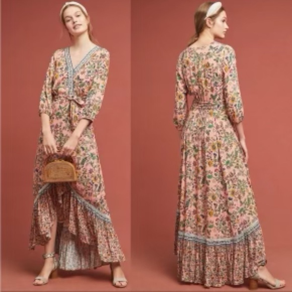 Anthropologie, Farm Rio, floral wrap dress.